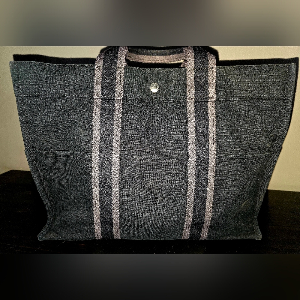 Hermès Fourre-Tout Black Canvas Tote